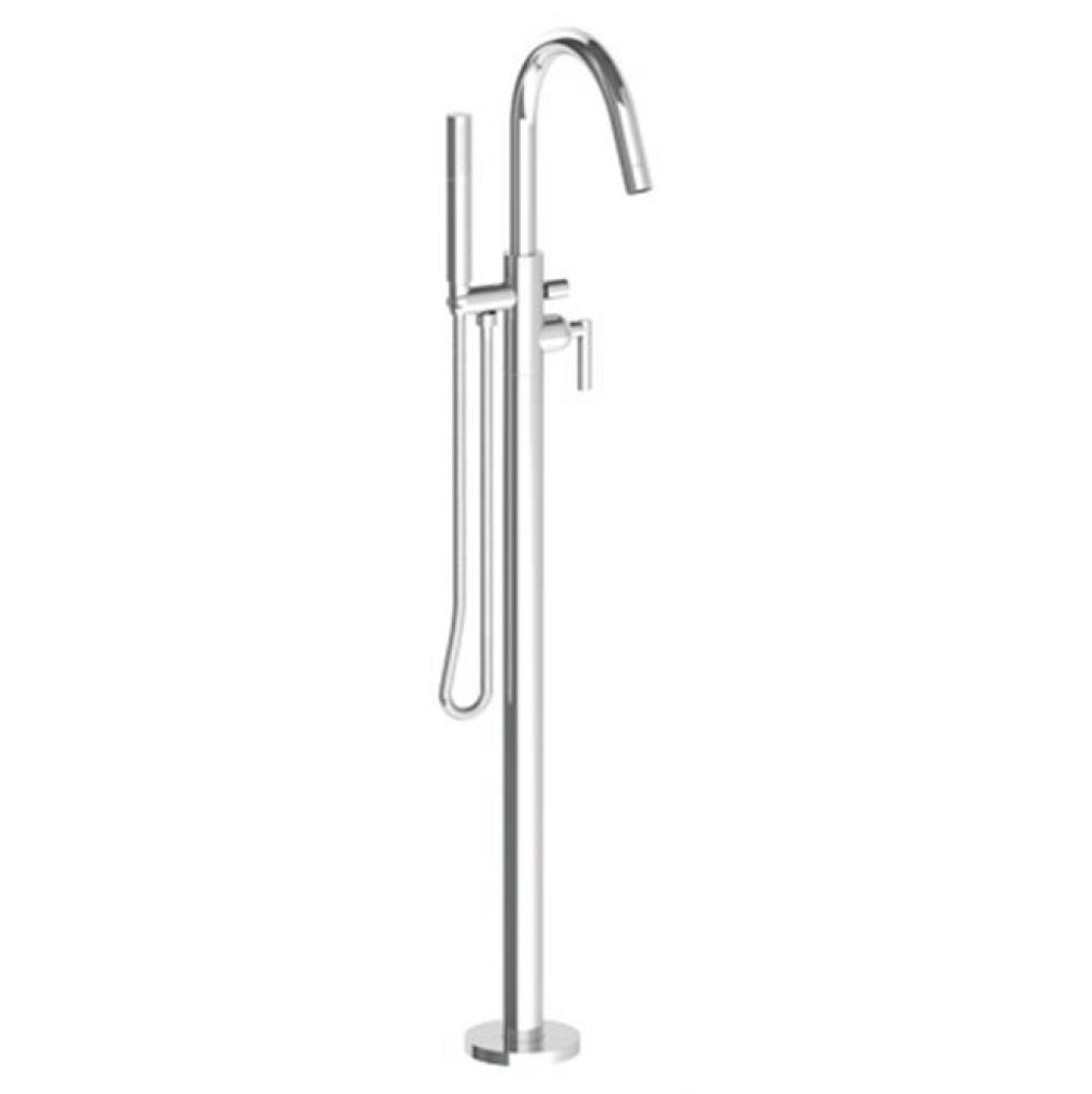 Single Hole Floor Standing Gooseneck Bath set with Hand Shower