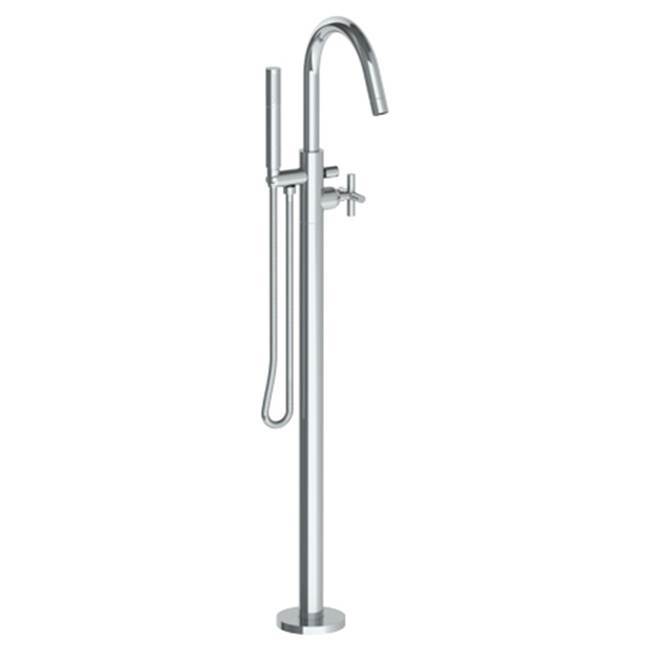 Single Hole Floor Standing Gooseneck Bath set with Hand Shower