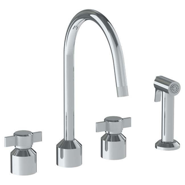 Deck Mounted 4 Hole Kitchen Set With Gooseneck Spout - Includes Side Spray