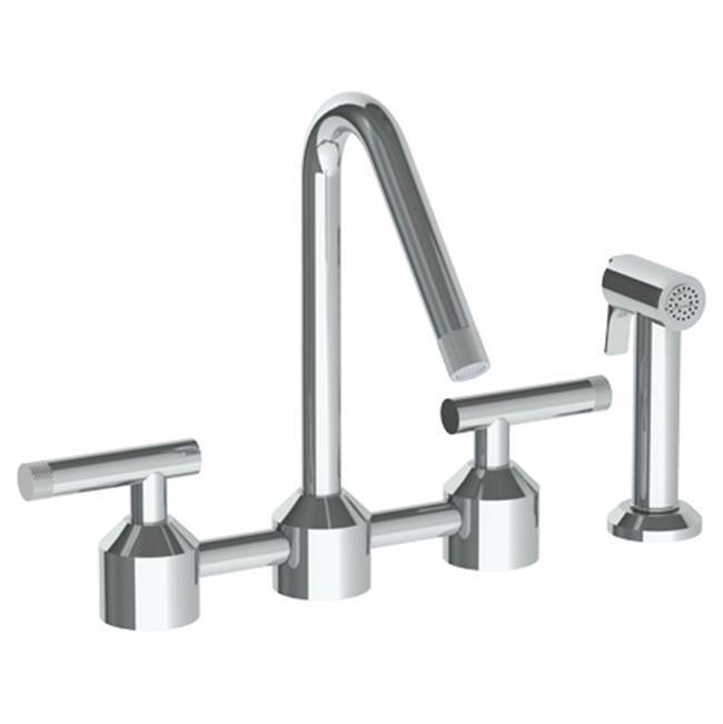 Deck Mounted Bridge Kitchen Faucet with Independent Side Spray