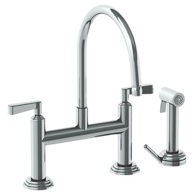 Deck Mounted Bridge Kitchen Faucet with Independent Side Spray