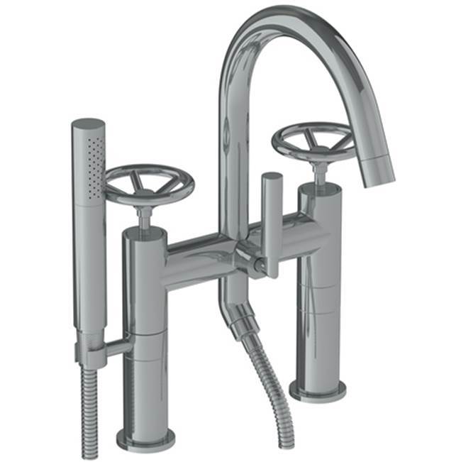 Deck Mounted Exposed Gooseneck Bath Set with Hand Shower