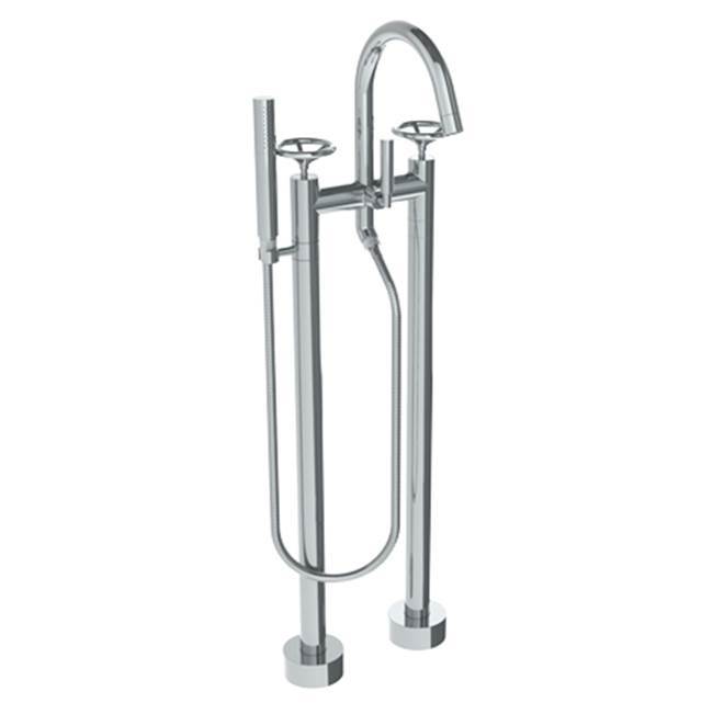 Floor Standing Gooseneck Bath Set with Slim Hand Shower