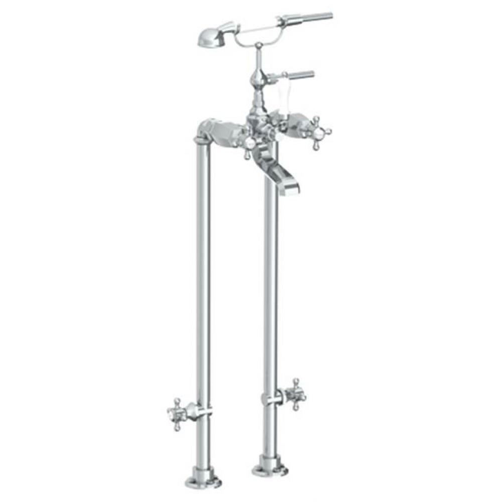 Floor Standing Bath Set with Hand Shower and Shut-Off Valves