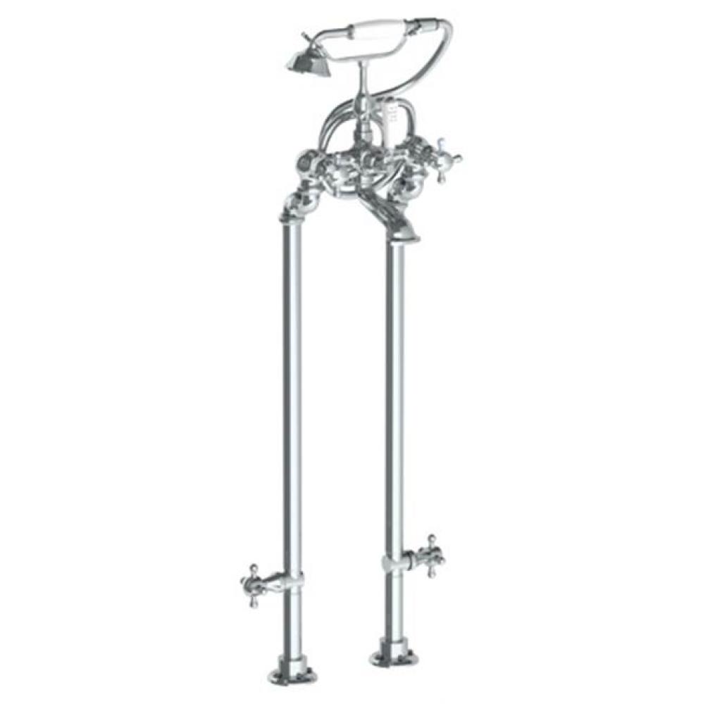 Floor Standing Bath Set with Hand Shower and Shut-Off Valves