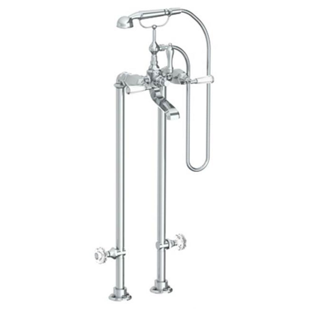 Floor Standing Bath Set with Hand Shower and Shut-Off Valves