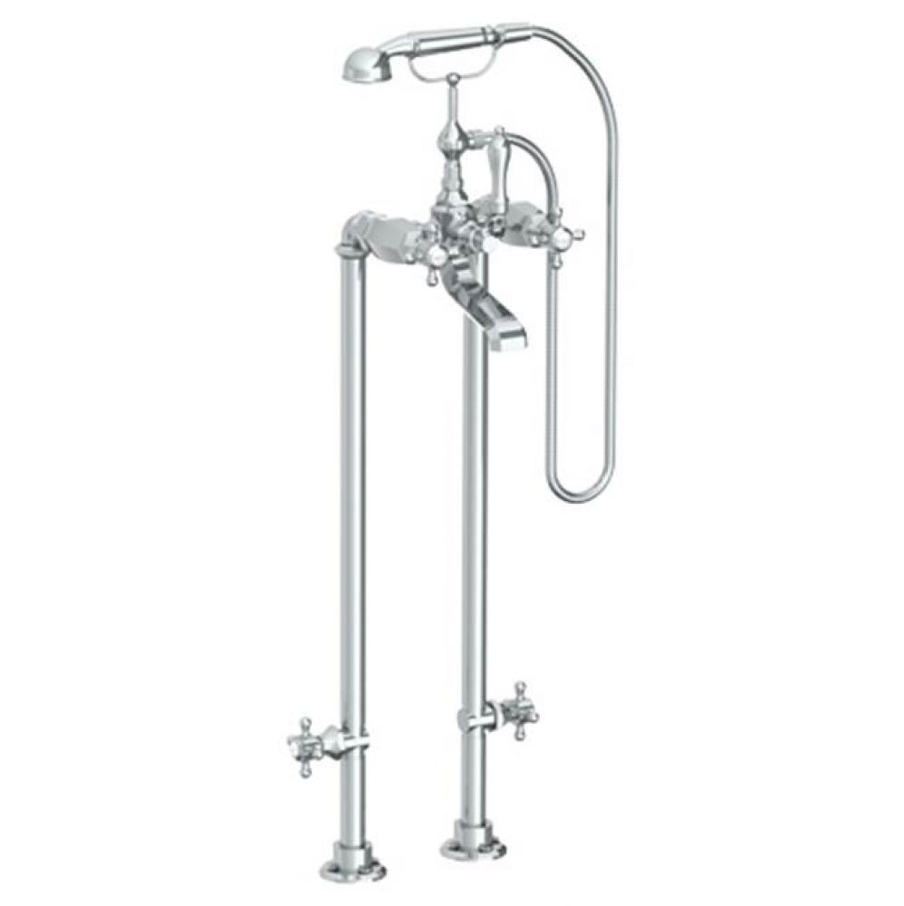 Floor Standing Bath Set with Hand Shower and Shut-Off Valves