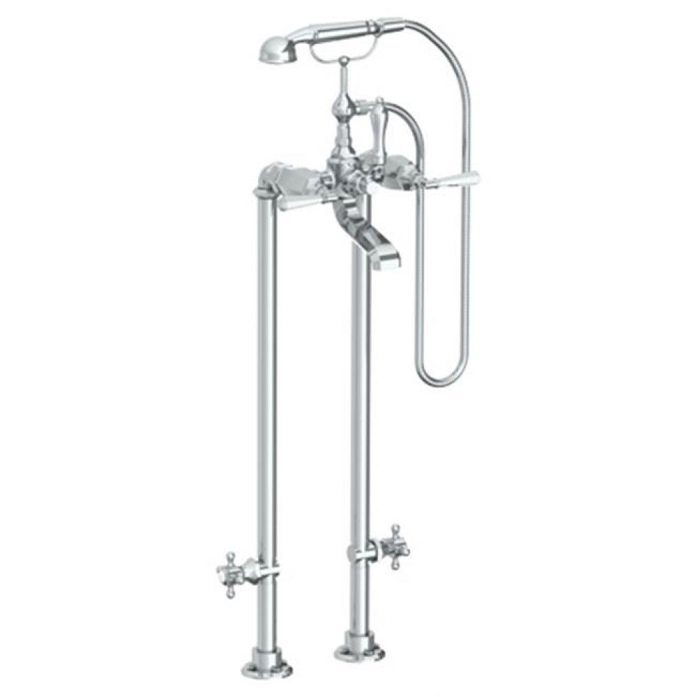 Floor Standing Bath Set with Hand Shower and Shut-Off Valves