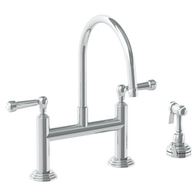 Deck Mounted Bridge Kitchen Faucet with Independent Side Spray