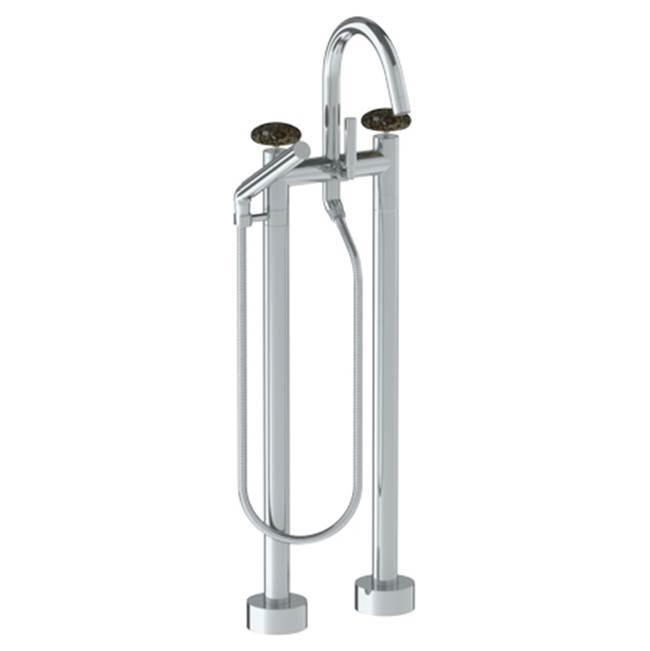 Floor Standing Gooseneck Bath Set with Slim Hand Shower