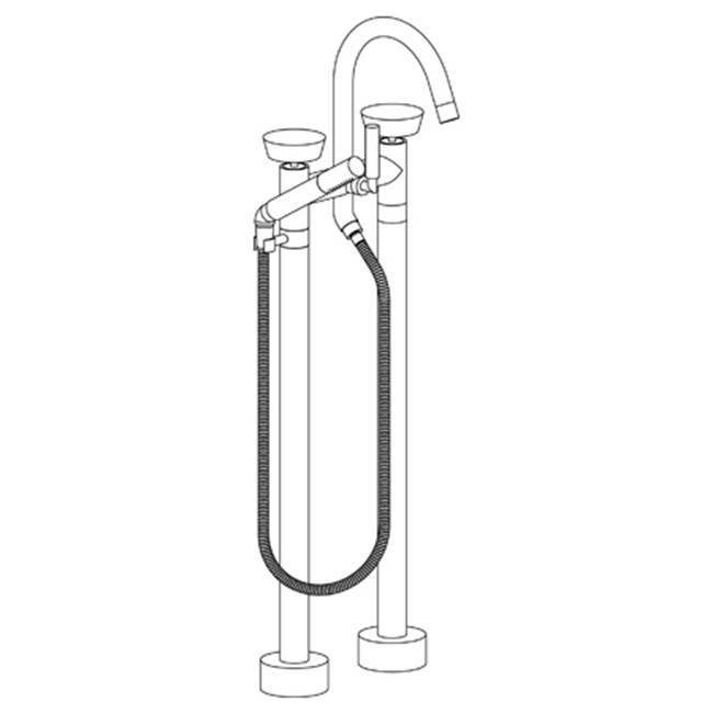 Floor Standing Gooseneck Bath Set with Slim Hand Shower