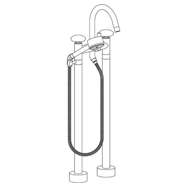 Floor Standing Gooseneck Bath Set with Volume Hand Shower