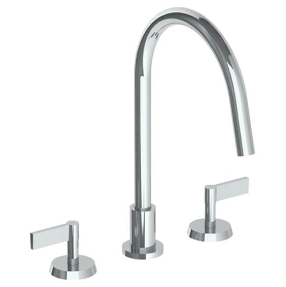 Deck Mounted 3 Hole Gooseneck Kitchen Faucet