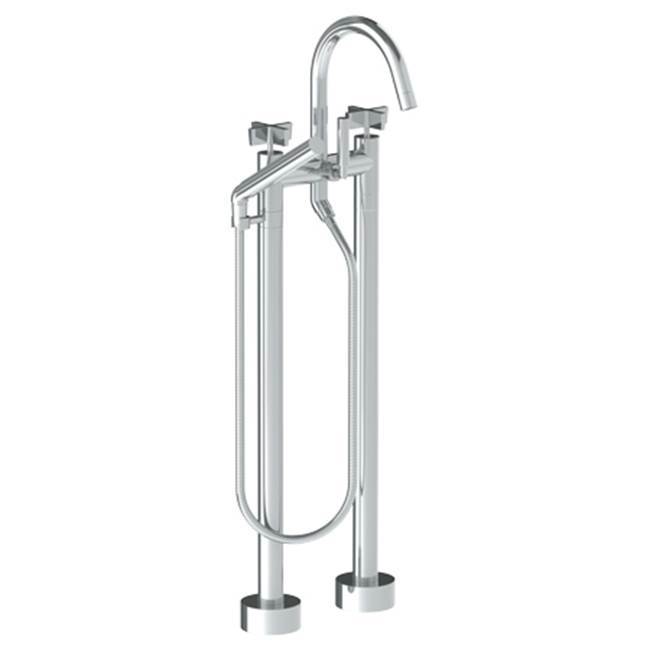 Floor Standing Gooseneck Bath Set with Slim Hand Shower