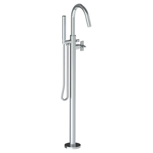 Single Hole Floor Standing Gooseneck Bath set with Hand Shower