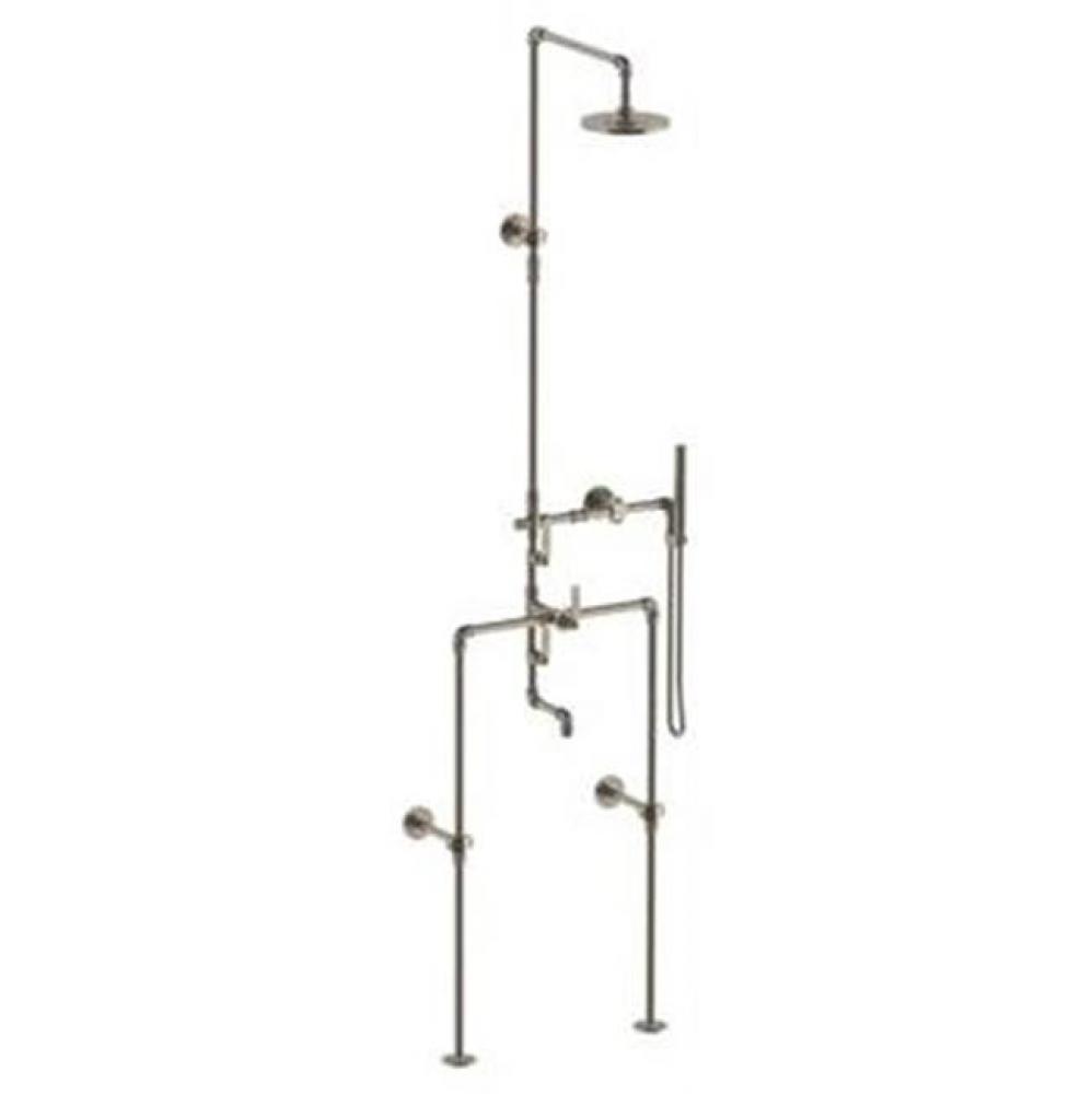 Floor Mounted Exposed Thermostatic Tub/ Shower With Hand Shower Set And Diverter