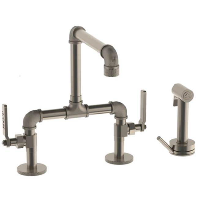 Deck Mounted Bridge Kitchen Faucet with Independent Side Spray