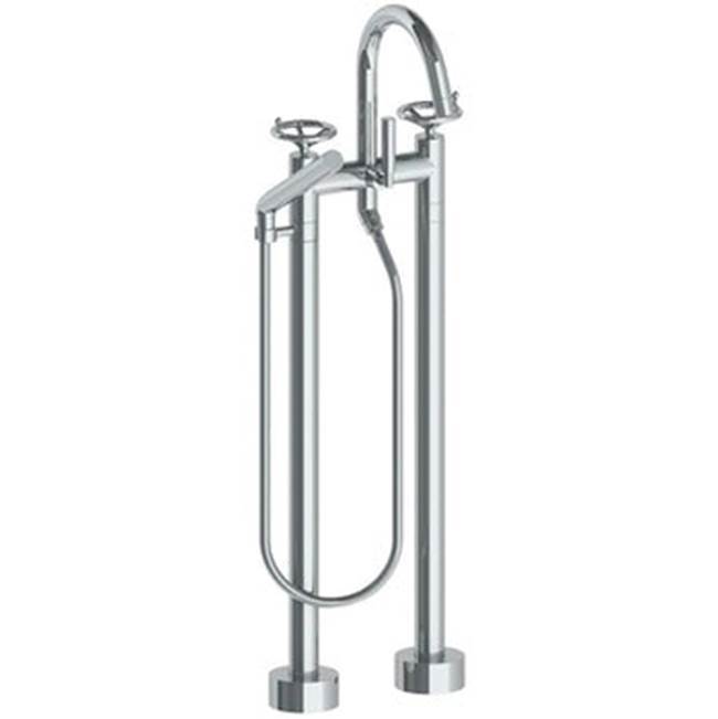 Floor Standing Gooseneck Bath Set with Slim Hand Shower