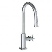 Watermark 115-7.3PG2-MZ5-PC - Deck Mounted 1 Hole Gooseneck Kitchen Faucet with Pull Down Spray - High Spout