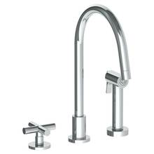 Watermark 23-7.1.3GA-L9-WH - Deck Mounted 3 Hole Gooseneck Kitchen Set - Includes Side Spray