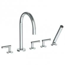 Watermark 23-8.1-L8-SBZ - Deck Mounted 5 Hole Gooseneck Bath set