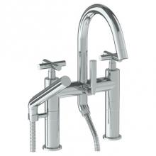 Watermark 23-8.2-L9-SBZ - Deck Mounted Exposed Gooseneck Bath Set with Hand Shower