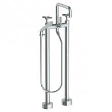 Watermark 23-8.26.3-L9-SBZ - Floor Standing Bath set with Square Spout and Slim Hand Shower