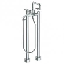 Watermark 23-8.26.3V-L9-SBZ - Floor Standing Bath set with Square Spout and Volume Hand Shower