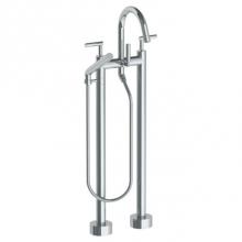 Watermark 23-8.3-L8-SBZ - Floor Standing Bath set with Gooseneck Spout and Slim Hand Shower