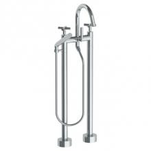 Watermark 23-8.3-L9-SBZ - Floor Standing Bath set with Gooseneck Spout and Slim Hand Shower