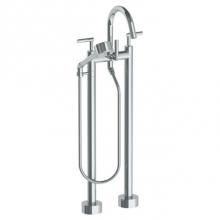 Watermark 23-8.3V-L8-SBZ - Floor Standing Bath set with Gooseneck Spout and Volume  Hand Shower