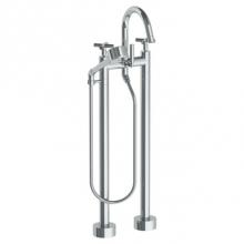 Watermark 23-8.3V-L9-SBZ - Floor Standing Bath set with Gooseneck Spout and Volume  Hand Shower