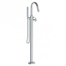 Watermark 23-8.8G-L9-SBZ - Single Hole Floor Standing Gooseneck Bath set with Hand Shower