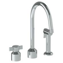 Watermark 25-7.1.3GA-IN16-GP - Deck Mounted 3 Hole Kitchen Set  With Gooseneck Spout- Includes Side Spray