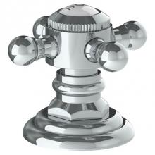 Watermark 312-DTH-V-SBZ - Trim For Deck Mounted Valve. Porcelain cross buttons engraved ''HOT''