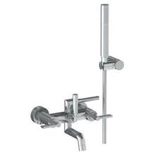 Watermark 37-0.1A-SDP-WH - Blue 24'' shower door pull with knob/ glass mount towel bar with hook