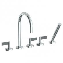 Watermark 37-8.1-BL2-SBZ - Deck Mounted 5 Hole Gooseneck Bath set