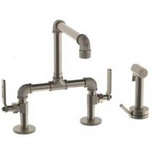 Watermark 38-7.65-EV4-SBZ - Deck Mounted Bridge Kitchen Faucet with Independent Side Spray