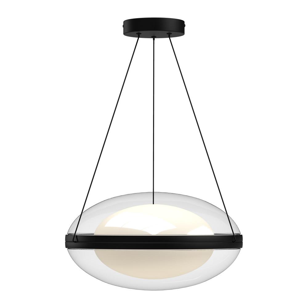 Virgo 16-in Black/Opal Glass LED Pendant