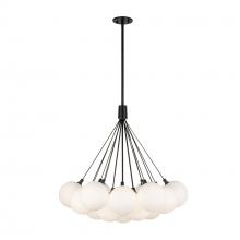 Kuzco Lighting Inc CH3128-BK/OP - Bolla 28-in Black/Opal Glass LED Chandelier