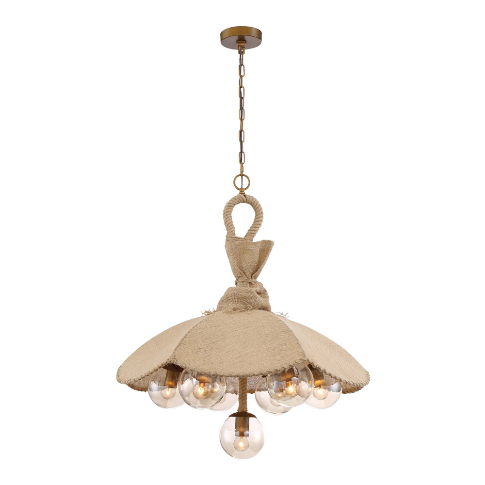 7-Light 28" Burlap Dome Pendant