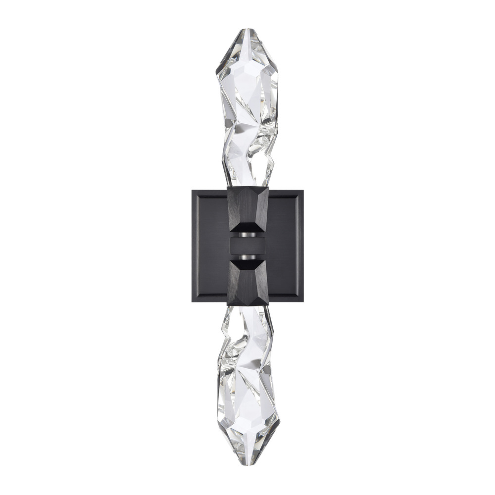 LED 3CCT 2-Light Crafted Crystal Satin Brushed Black Duo Wall Sconce