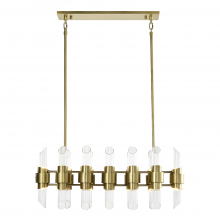 ZEEV Lighting CD10367-24-AGB - 24 Duo Light 36" Aged Brass Linear Glass Chandelier