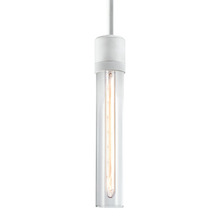 ZEEV Lighting P11706-E26-MW-G1 - 3" E26 Cylindrical Pendant Light, 12" Clear Glass and Matte White Finish