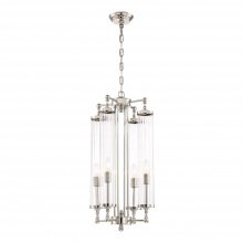 ZEEV Lighting P30069-4-PN - 4-Light 14" Decorative Polished Nickel Fluted Glass Vertical Pendant