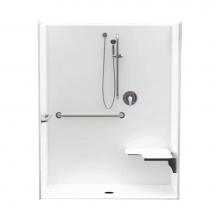 Aquatic AC003688-XADAL-WH - 16030BFSC 60 x 30 AcrylX Alcove Center Drain One-Piece Shower in White