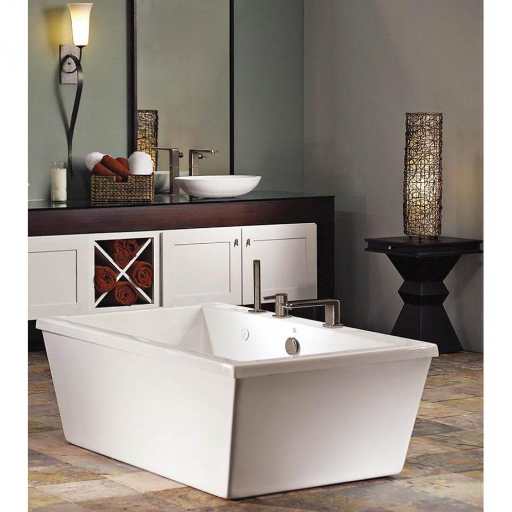 66X36 White Freestanding Soaker Kahlo 4 W/ Chrome Round Overflow