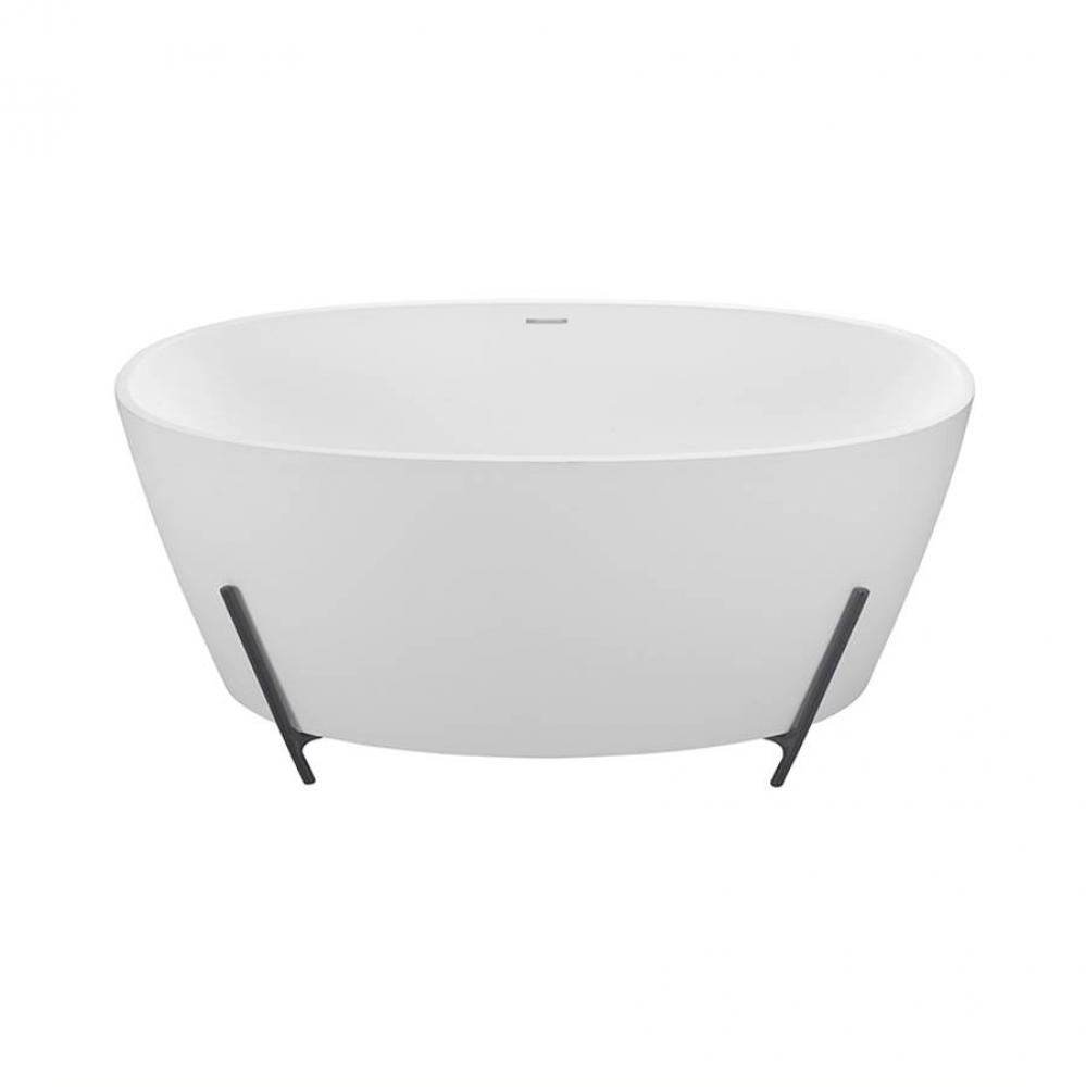 Elena Sculpturestone Freestanding Flat Rim W/Cradle Soaker - Matte White (58X32)