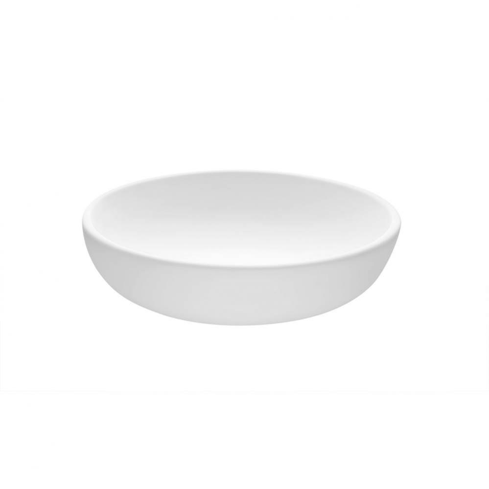 LUNA 1 SCULPTURESTONE VESSEL ROLLED RIM - GLOSS WHITE (13.75)