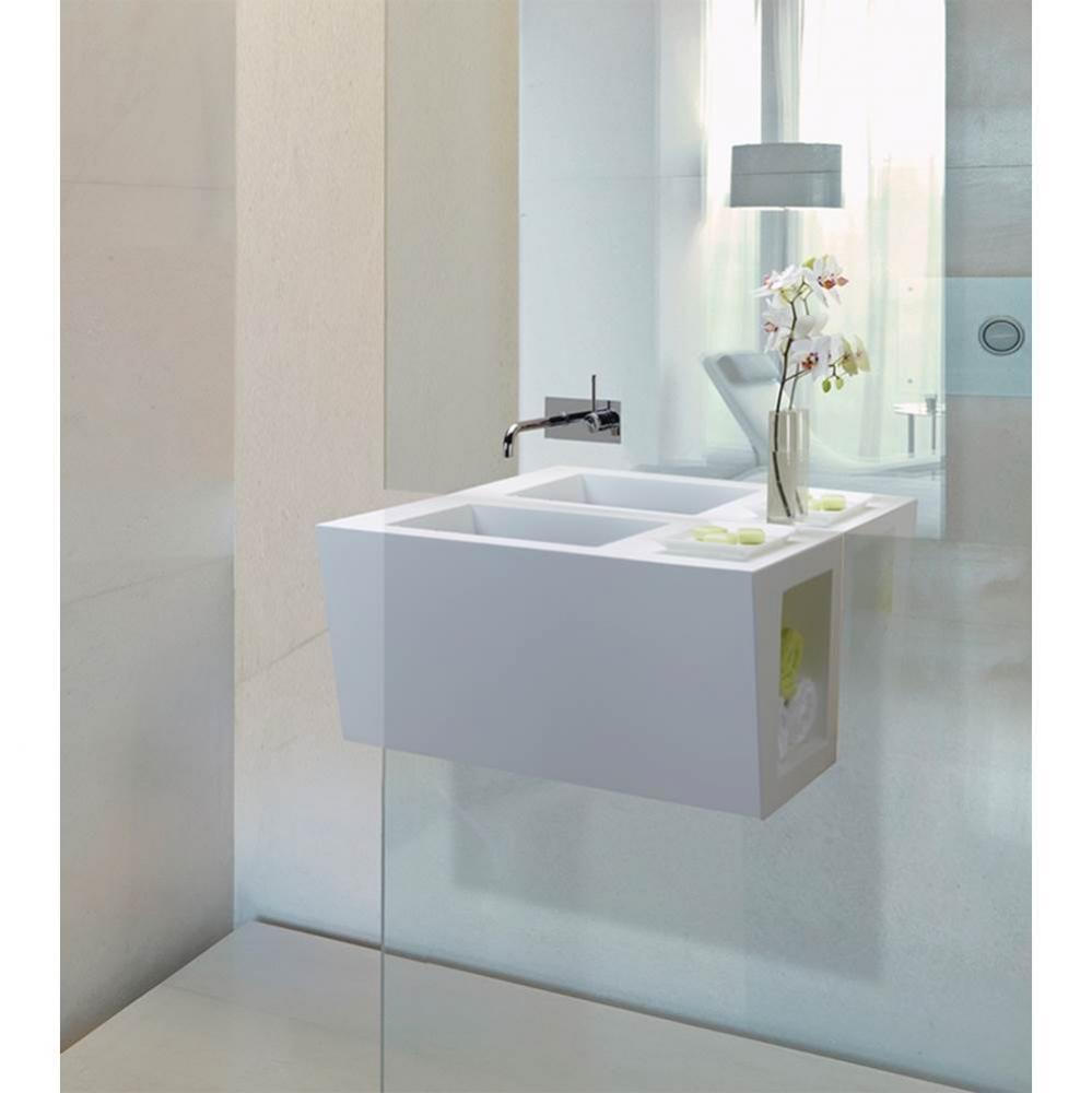 Petra 2 Sculpturestone Wall-Mounted Vanity W/Storage - Right Hand - Matte White (30X15)